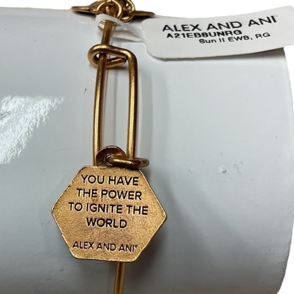 Alex and Ani Rafaelian Gold Multiple Charm Adjustable Bangle Bracelet One Size